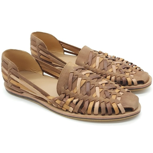 Nisolo Men's 11 Tobacco Brown Colorblock Huarache Leather Sandal NEW - Picture 1 of 8